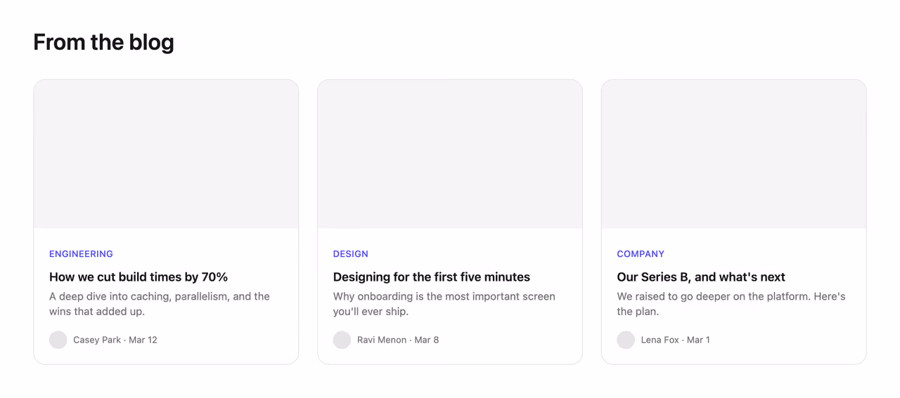 Podgląd: Blog card grid
