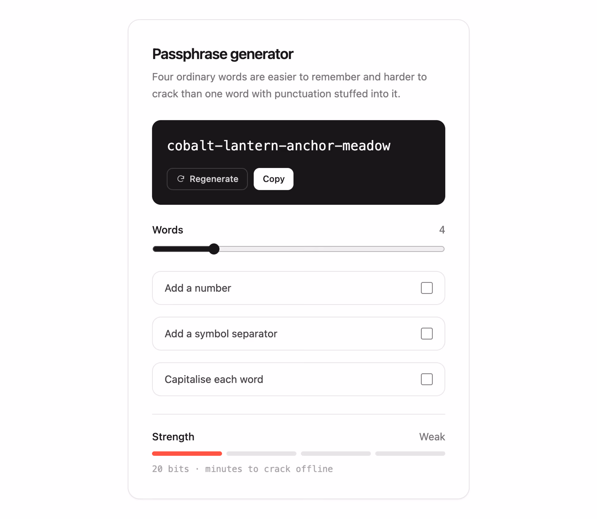 Podgląd: Passphrase generator