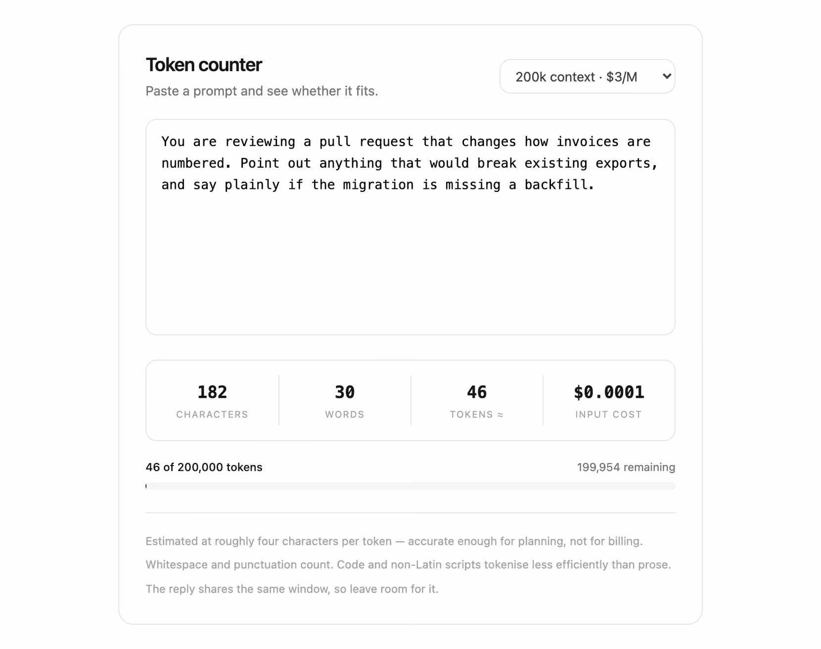 Podgląd: Prompt token counter