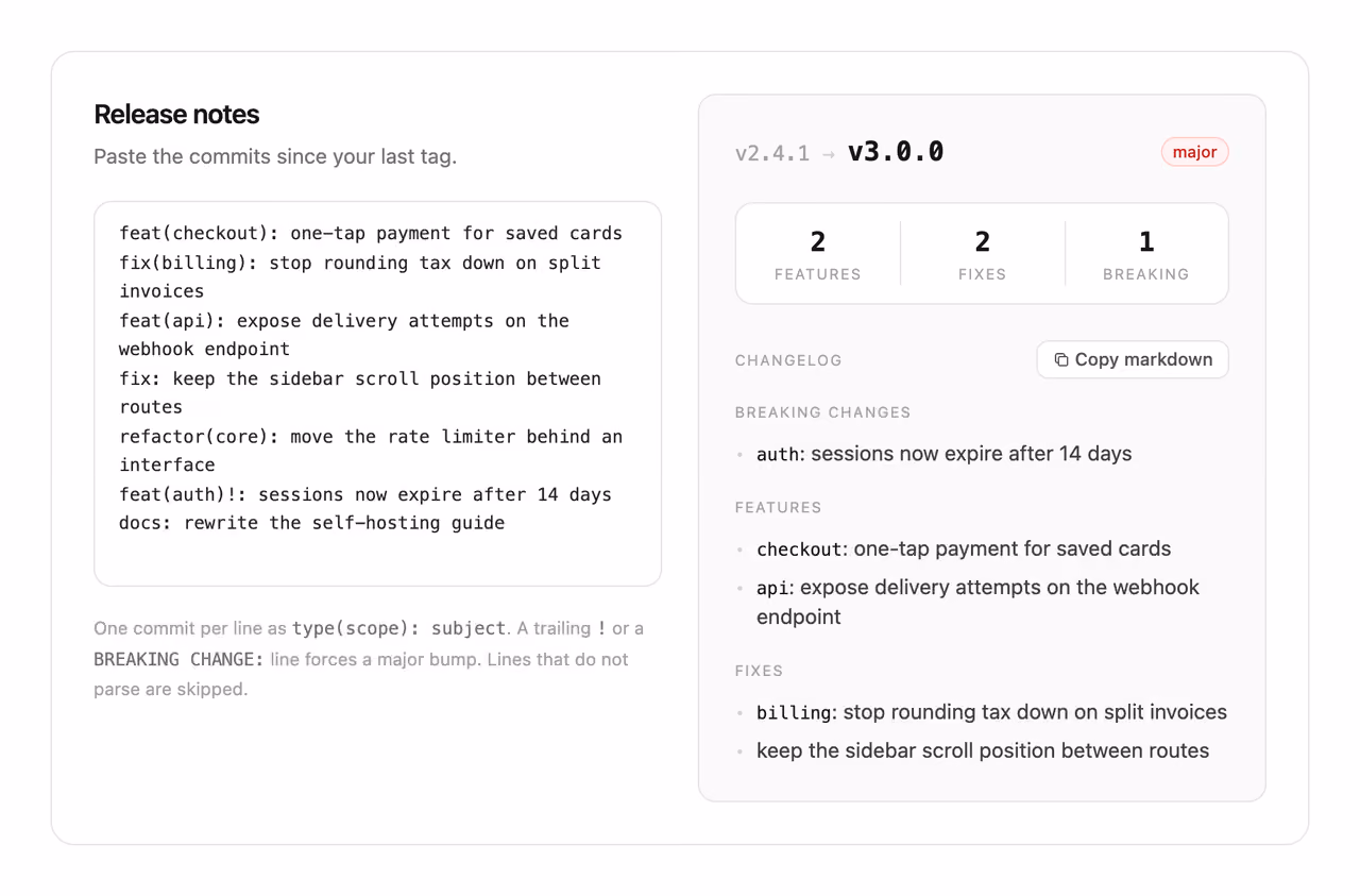 Podgląd: Release notes composer