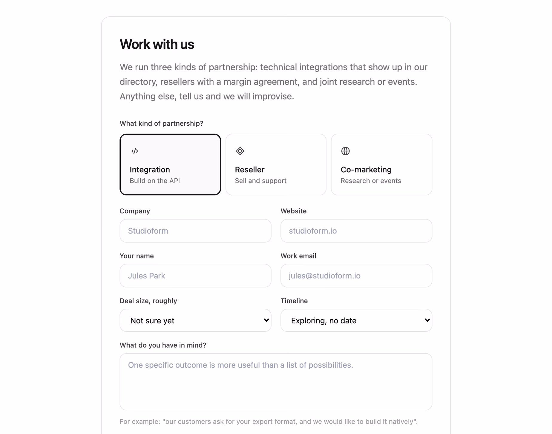 Podgląd: Partnership enquiry form