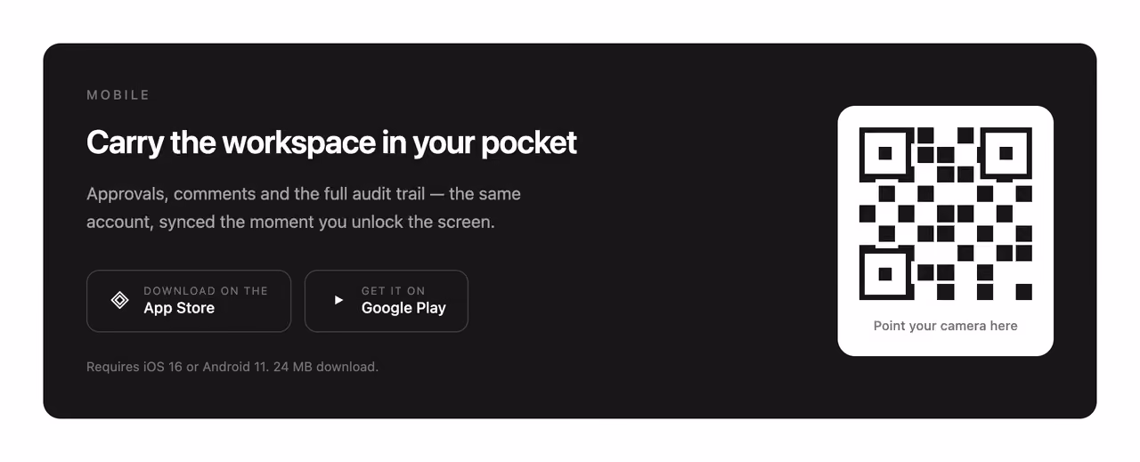 Podgląd: App download CTA with QR
