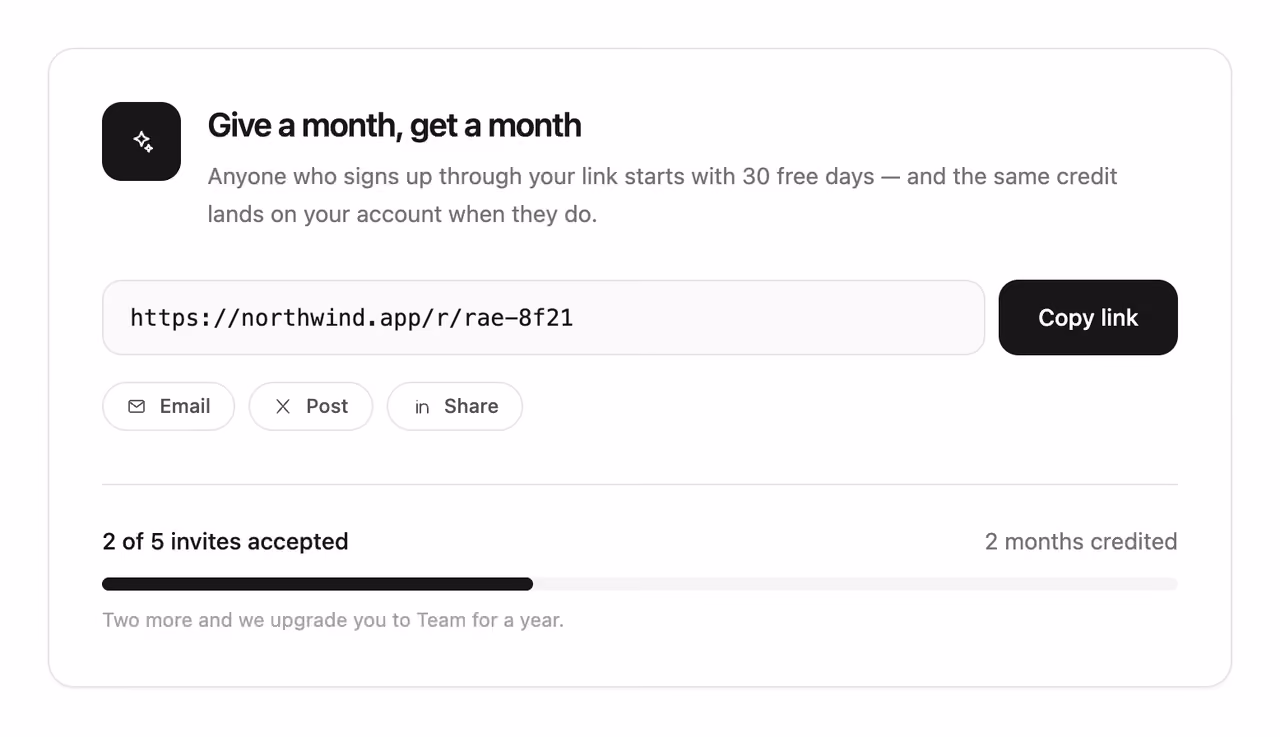 Podgląd: Referral link CTA
