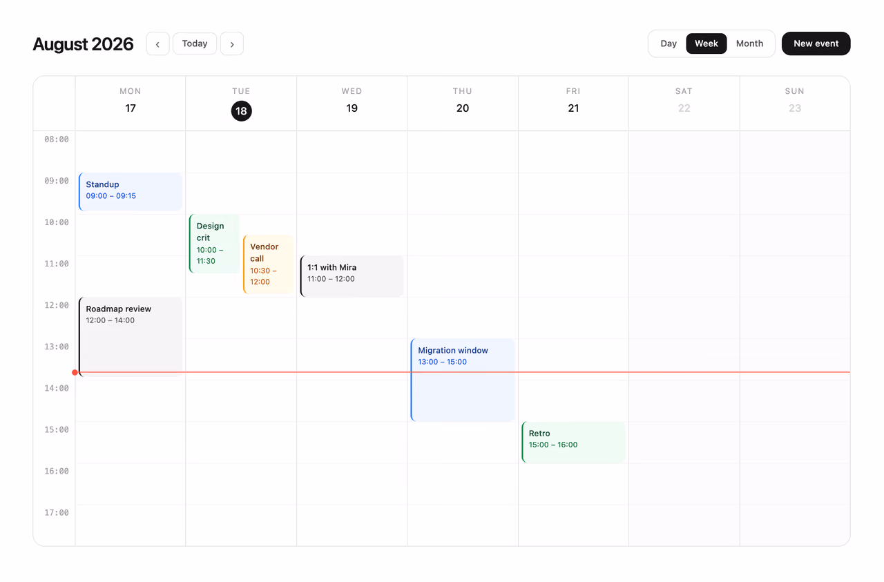 Podgląd: Week schedule grid