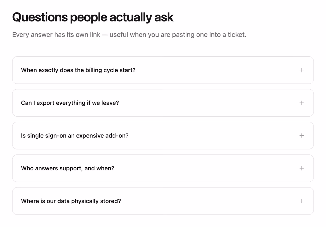 Podgląd: FAQ with copy-link anchors