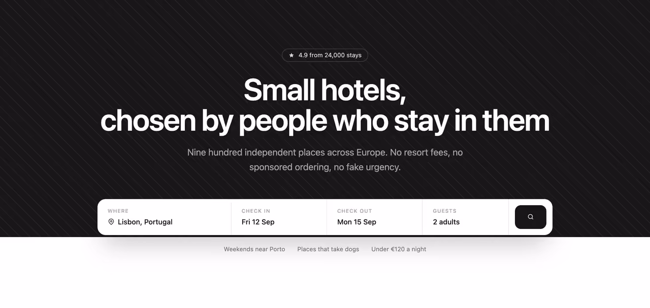 Podgląd: Booking hero with date fields