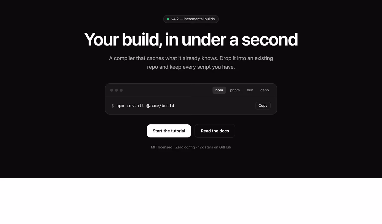 Podgląd: Install command hero