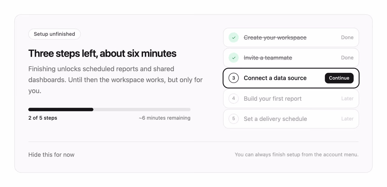 Podgląd: Resume onboarding banner